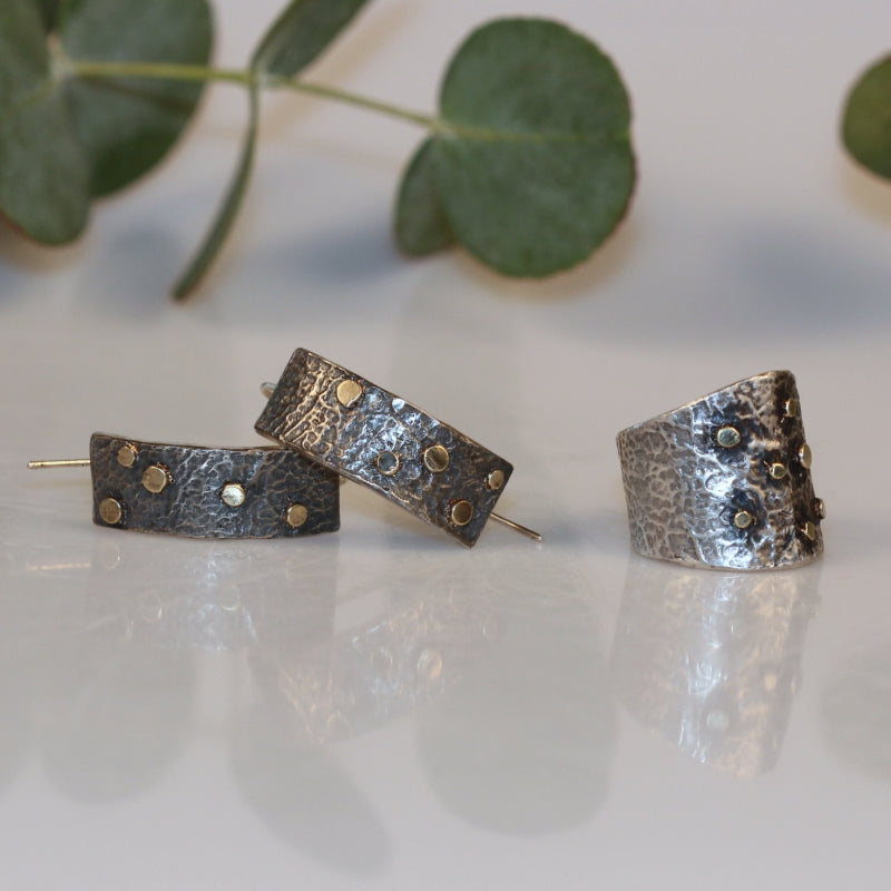 Náušnice Simply metals se zlatými tečkami