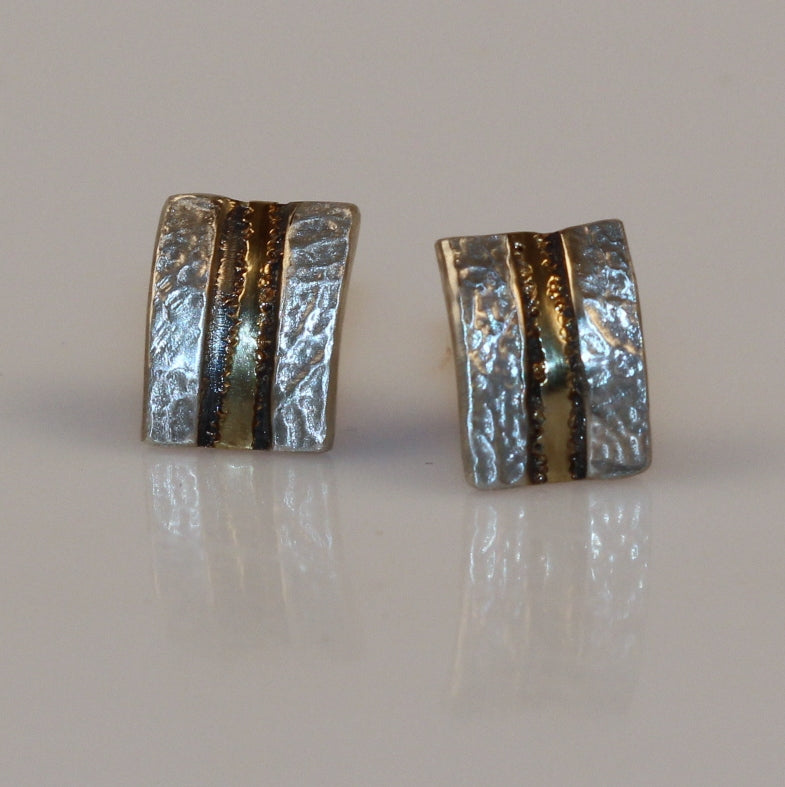 Náušnice Simply metals se zlatým pruhem na puzetu