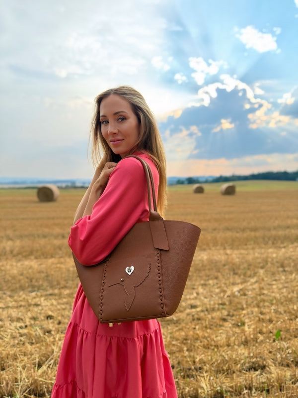 Tote Bella Large se stříbrným srdcem se zlatem a turmalínem