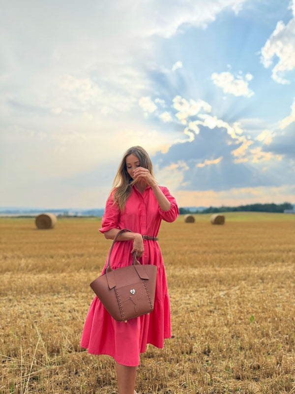 Tote Bella Large se stříbrným srdcem se zlatem a turmalínem